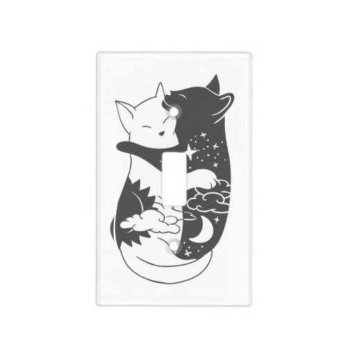 Cat day cat night illustration _ Choose background Light Switch Cover