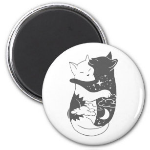 Cat day cat night illustration - Choose background Magnet