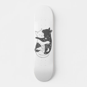 Cat day cat night illustration - Choose background Skateboard