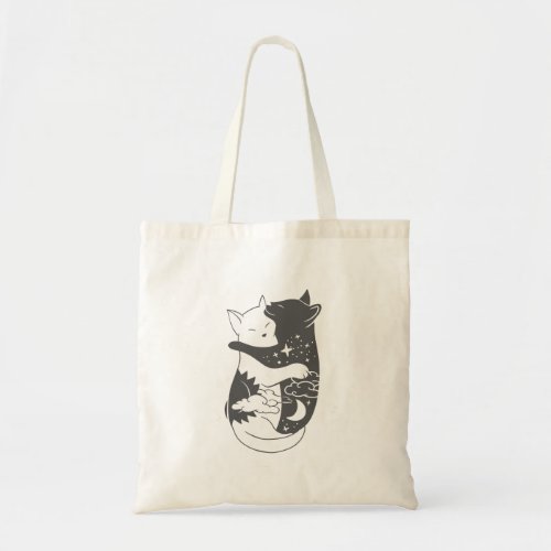 Cat day cat night illustration _ Choose background Tote Bag