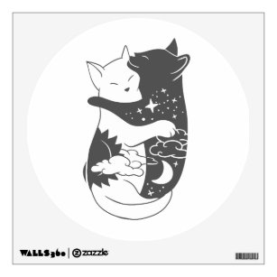 Cat day cat night illustration - Choose background Wall Decal
