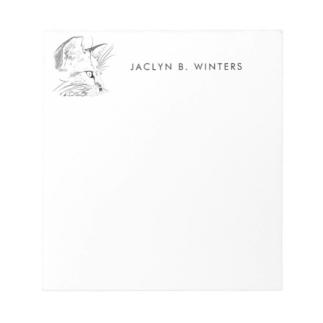 Cat Day Dreaming Sketch | Cat Lover Personalized Notepad (Front)