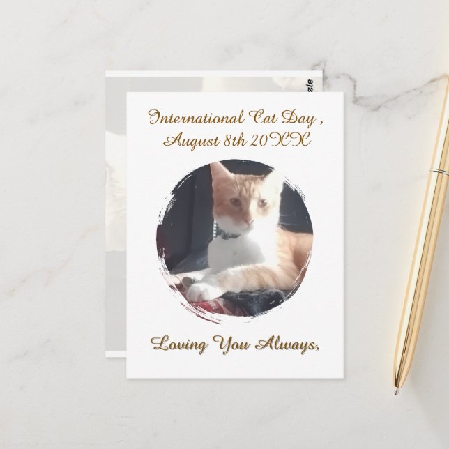 Cat Day Photo,  Text, Replaceable Greeting Card (Front/Back In Situ)