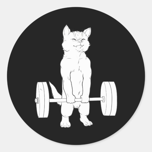 Cat Deadlift Powerlifting Classic Round Sticker (Front)