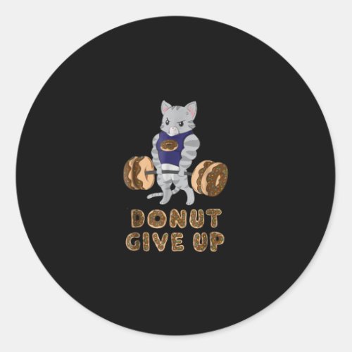 Cat Deadlift Powerlifting Donut Gym Classic Round Sticker