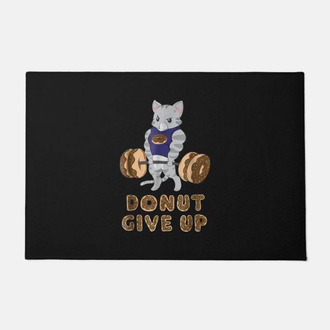 Cat Deadlift Powerlifting Donut Gym Doormat (Front)