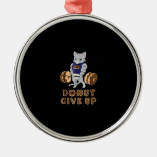 Cat Deadlift Powerlifting Donut Gym Metal Ornament