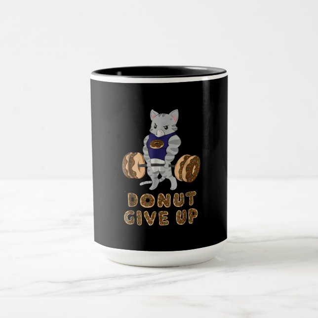 Cat Deadlift Powerlifting Donut Gym Mug (Center)
