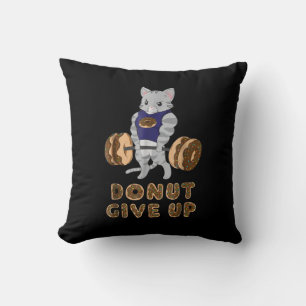 Cat Deadlift Powerlifting Donut Gym Throw Pillow