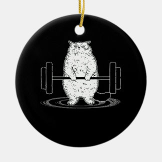 Cat Deadlift Powerlifting Kitty Muscle Cute Cats F Ceramic Ornament