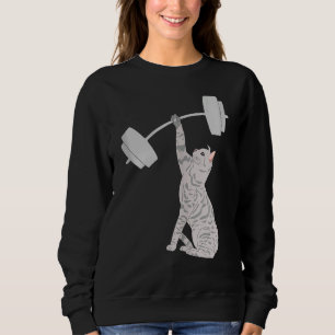 Cat Deadlifting Fitness Gym Cat Barbell Sweatshirt