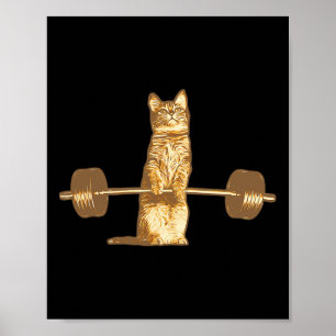 Cat Deadlifts Meow Weightlifting Bodybuilding Gym Poster