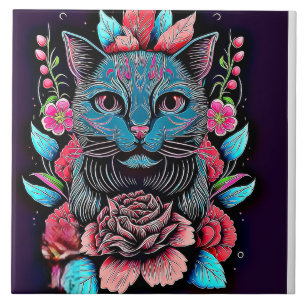 Cat Decor Ceramic Tile