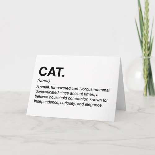 Cat Definition Noun Funny Cat Lover Card