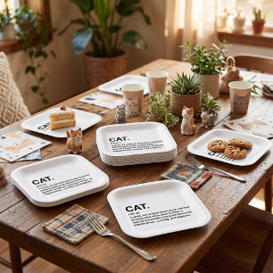 Cat Definition Noun Funny Cat Lover Paper Plates