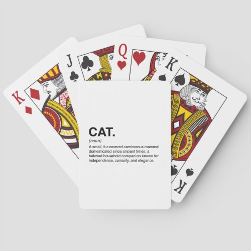 Cat Definition Noun Funny Cat Lover Poker Cards