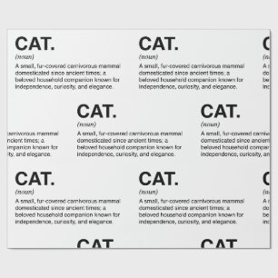 Cat Definition Noun Funny Cat Lover Wrapping Paper