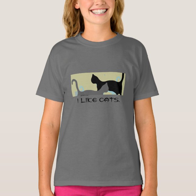 Cat design.kids' fun.Your text or 'I like cats' T-Shirt (Front)