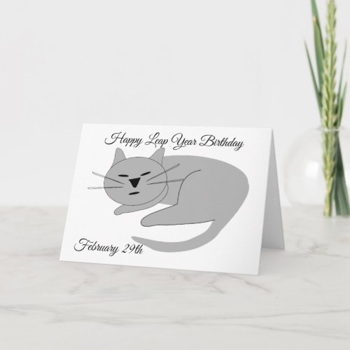 Cat Design Leap Year Birthday Card