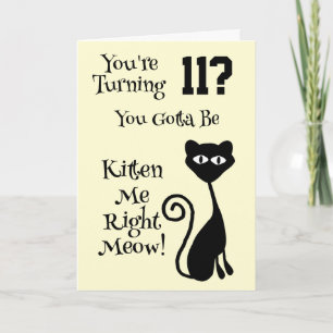 Cat Design Personalised 11th Birthday Card