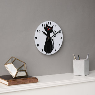 Cat Design Round Clock