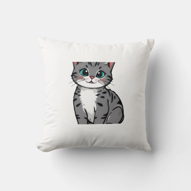 Cat design  throw pillow (Front)