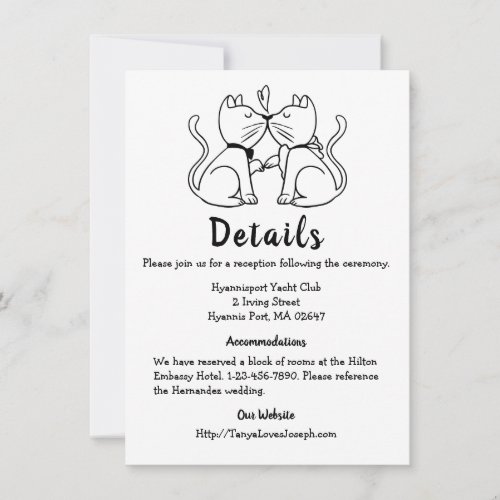 Cat Details Wedding Black White Cute Cats Modern Invitation