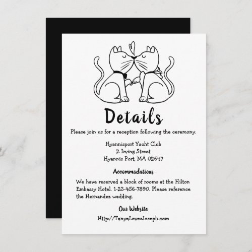 Cat Details Wedding Black White Cute Cats Modern Invitation