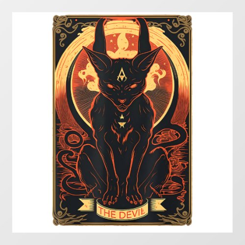 Cat Devil Tarot Card Graphic Illustration Floor Decals