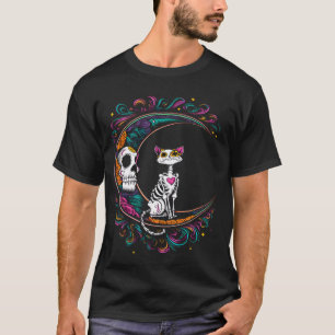 Cat Dia De Los Muertos Sugar Skull Halloween Costu T-Shirt