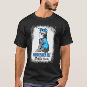 Cat Diabetes Diabetes Warrior Unbreakable Blue Ri T-Shirt