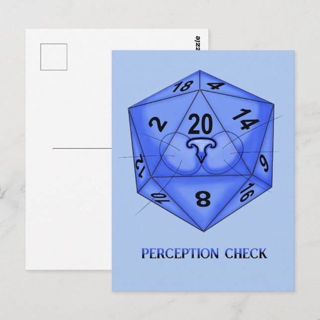 Cat. Dice 20. Perception Check Postcard (Front/Back)