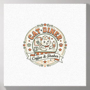 Cat Diner Cat Diner Retro Restaurant Cat Vintage V Canvas Photo Tile