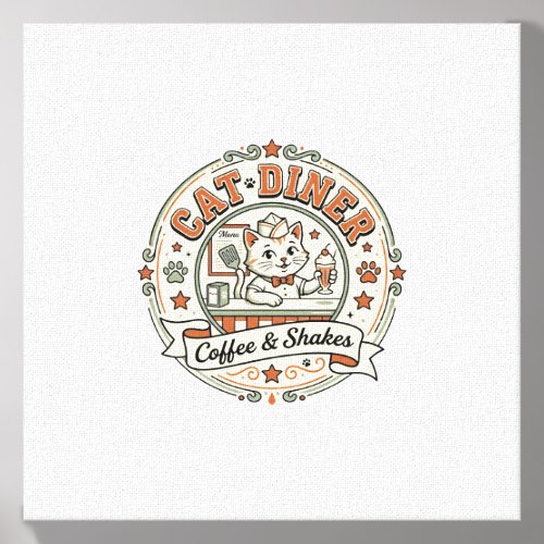 Cat Diner Cat Diner Retro Restaurant Cat Vintage V Canvas Photo Tile