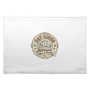 Cat Diner Cat Diner Retro Restaurant Cat Vintage V Cloth Placemat