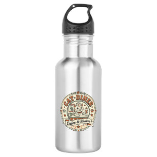 Cat Diner Cat Diner Retro Restaurant Cat Vintage V Stainless Steel Water Bottle