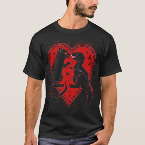 Cat Dinosaur Coexistence T_Shirt
