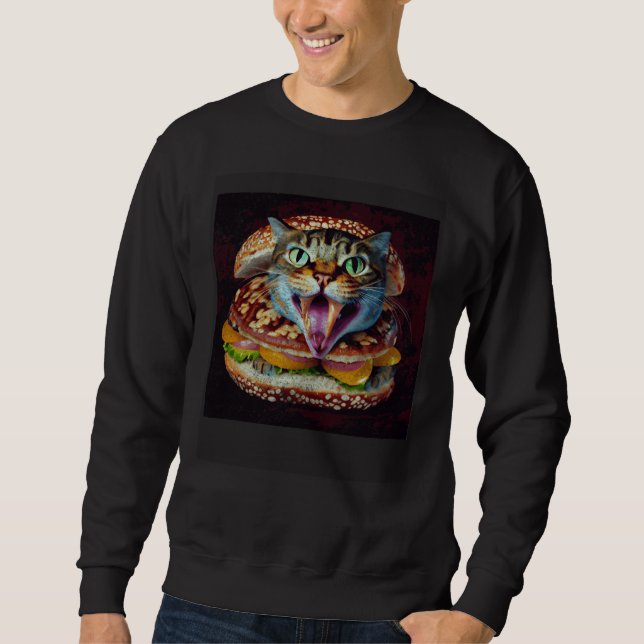 Cat Dinosaur Hamburger Sweatshirt (Front)