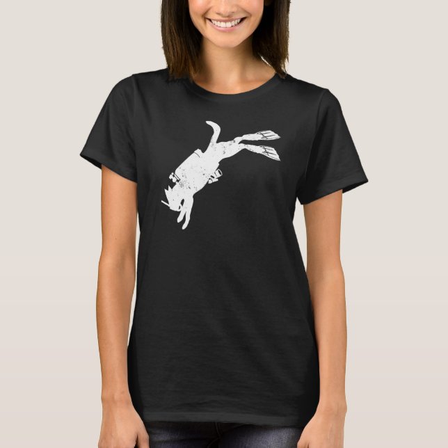 Cat Diver Scuba Diving Instructor T-Shirt (Front)