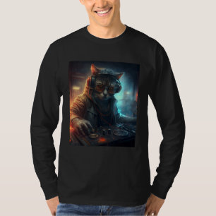 Cat DJ Club Music Fan Mixing Desk Music Producer T-Shirt
