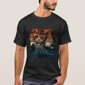 Cat Dj Mixing Music Club Dj Cat Deck Mixing T-Shirt