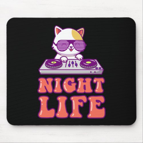 Cat DJ Music Kitten Rave Disco Kitty Animal Pet Gi Mouse Pad