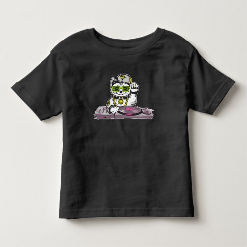 Cat DJ Techno Music Lover Electro Musician Toddler T-shirt