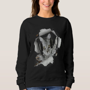 Cat Dj Torn Cloth Sweatshirt