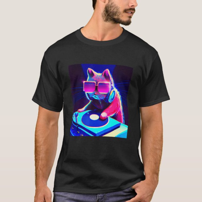 Cat DJ Vaporwave  Aesthetic Men Boys Girls Women A T-Shirt (Front)