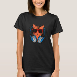 Cat DJ with Headphones and Sunglasses 3 T-Shirt