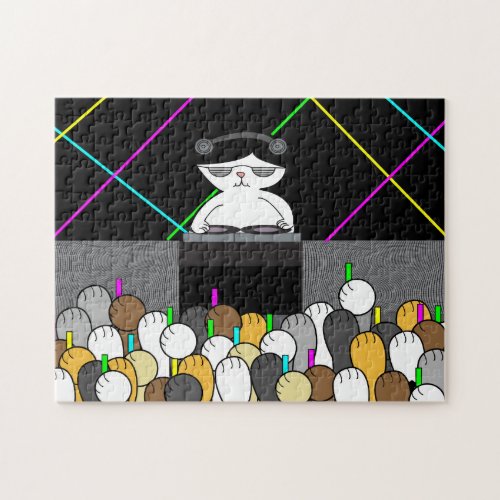 Cat DJing Party Cat Paws Jigsaw Puzzle