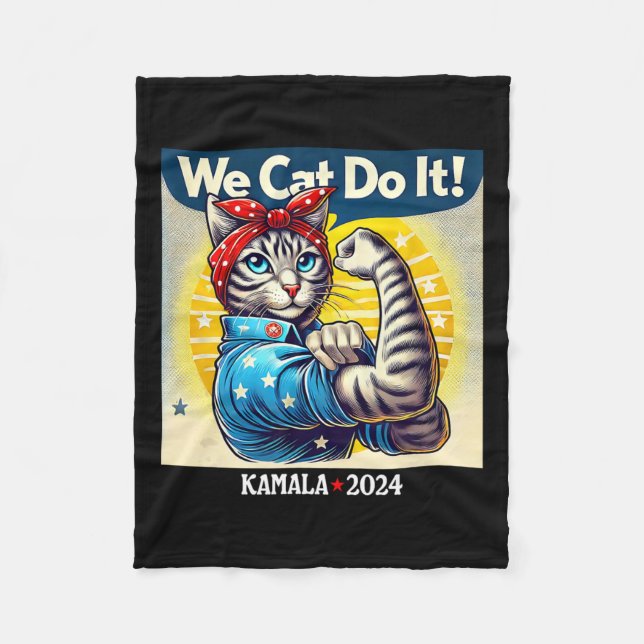 Cat Do It Kamala Harris Supporter Childless Cat La Fleece Blanket (Front)