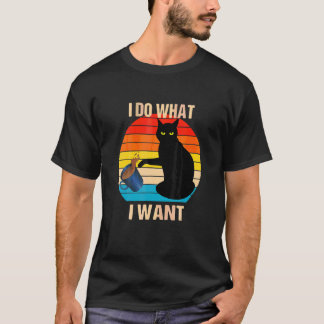 Cat Do What I Want Cat  Meow Rebel Kitty Retro Vin T-Shirt