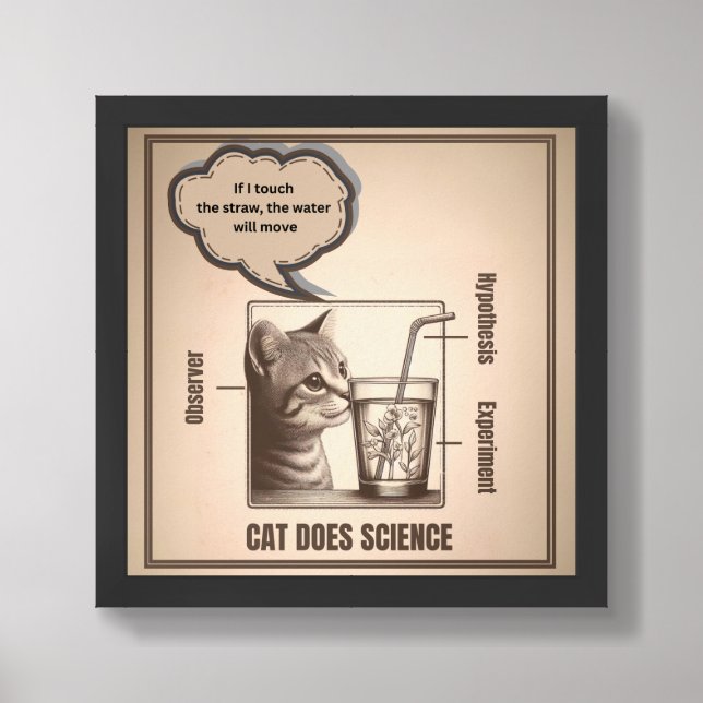 Cat does Science | Scientifi method |  Framed Art (Framed Front)